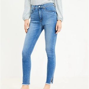 LOFT Side Slit Frayed High rise skinny jeans